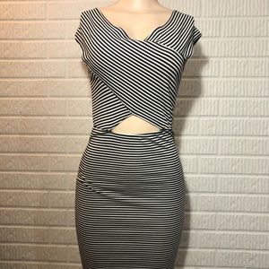 Black and white striped dress